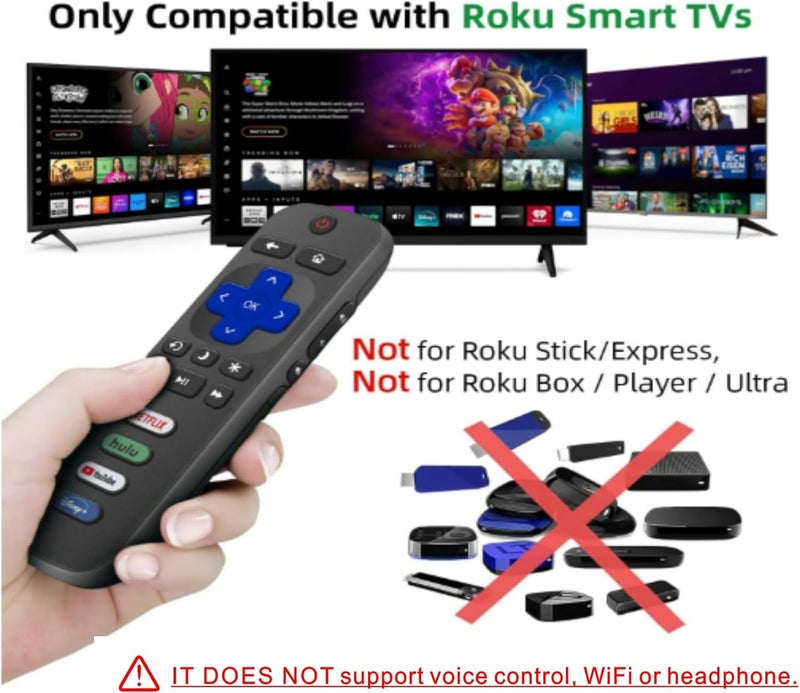 Nettech (Pack of 2) Replacement for Roku TV Remote Control, Compatible with TCL Roku/Hisense Roku/Onn Roku/Roku Built-in Smart TVs. (Not Compatible with Roku Sticks or Box). 1 Year Warranty. - Image 2